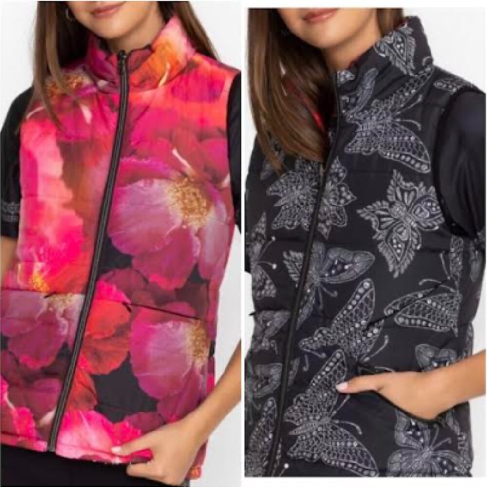 NEW JOHNNY WAS braemar puffer vest (reversible) in pealim chani  $328 RETAIL 4J1